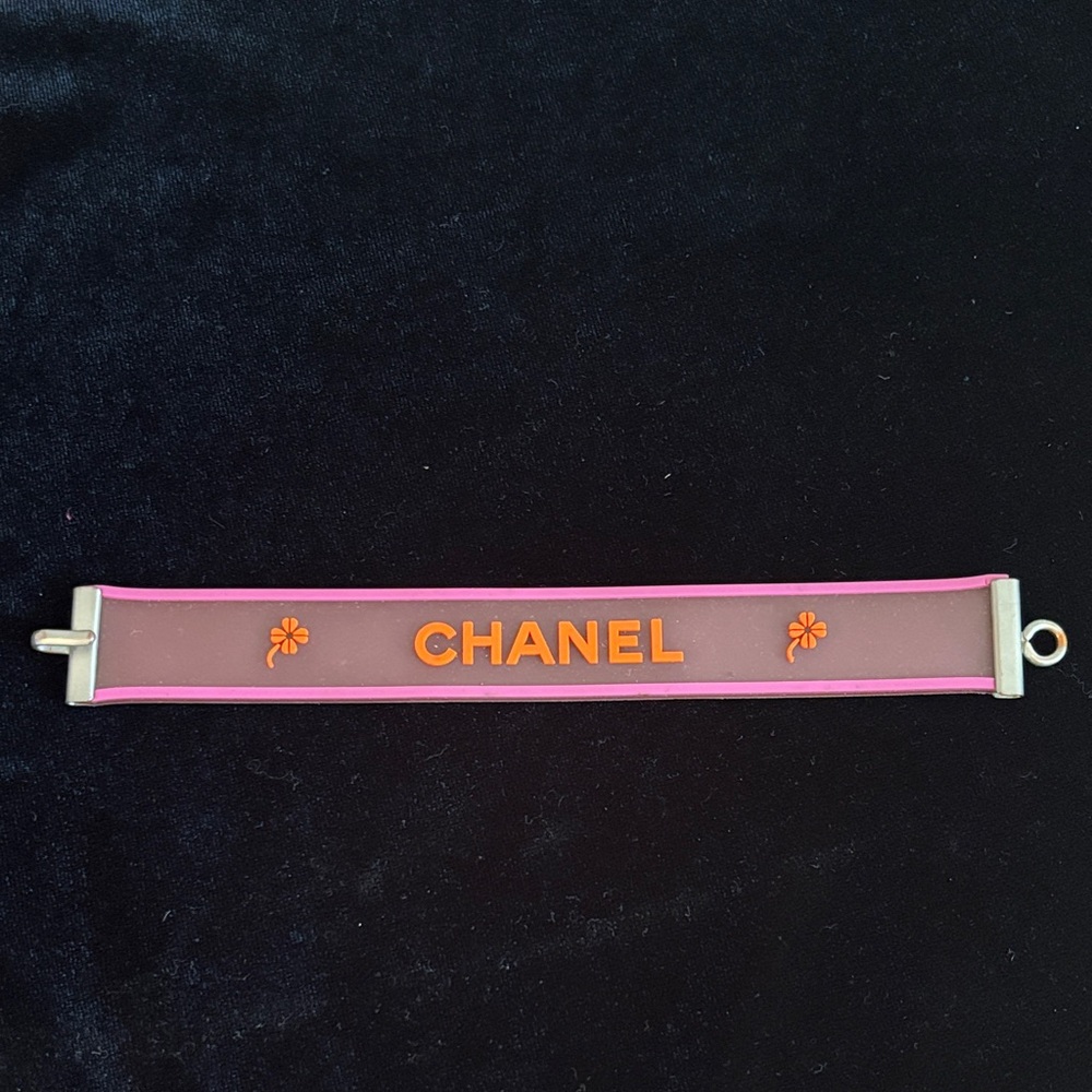 Vintage Chanel 2001 Camellia Silicone Logo Bracelet